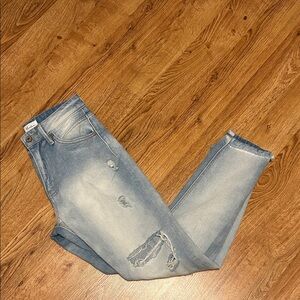KanCan Light Blue Distressed Straight Leg Jeans